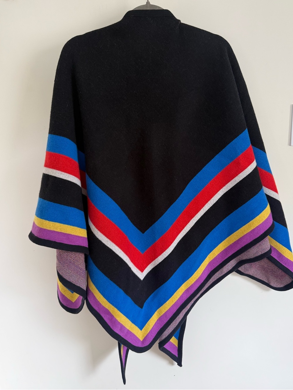 NWT Rare Henri Bendel 100% Wool Striped Poncho Cape - Orig. $398